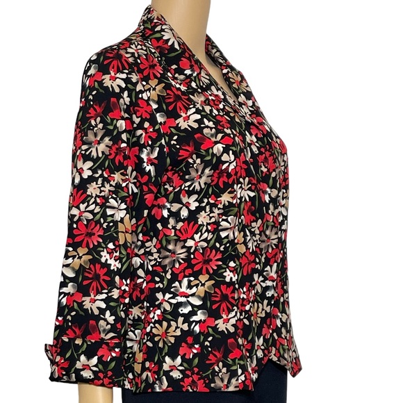 sag harbor Top 10 P  Long Sleeve Floral Red & Black - Picture 2 of 9